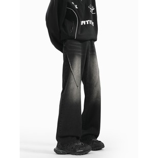 YorkZoom美式牛仔裤微喇复古水洗做旧长裤百搭高街宽松ins休闲