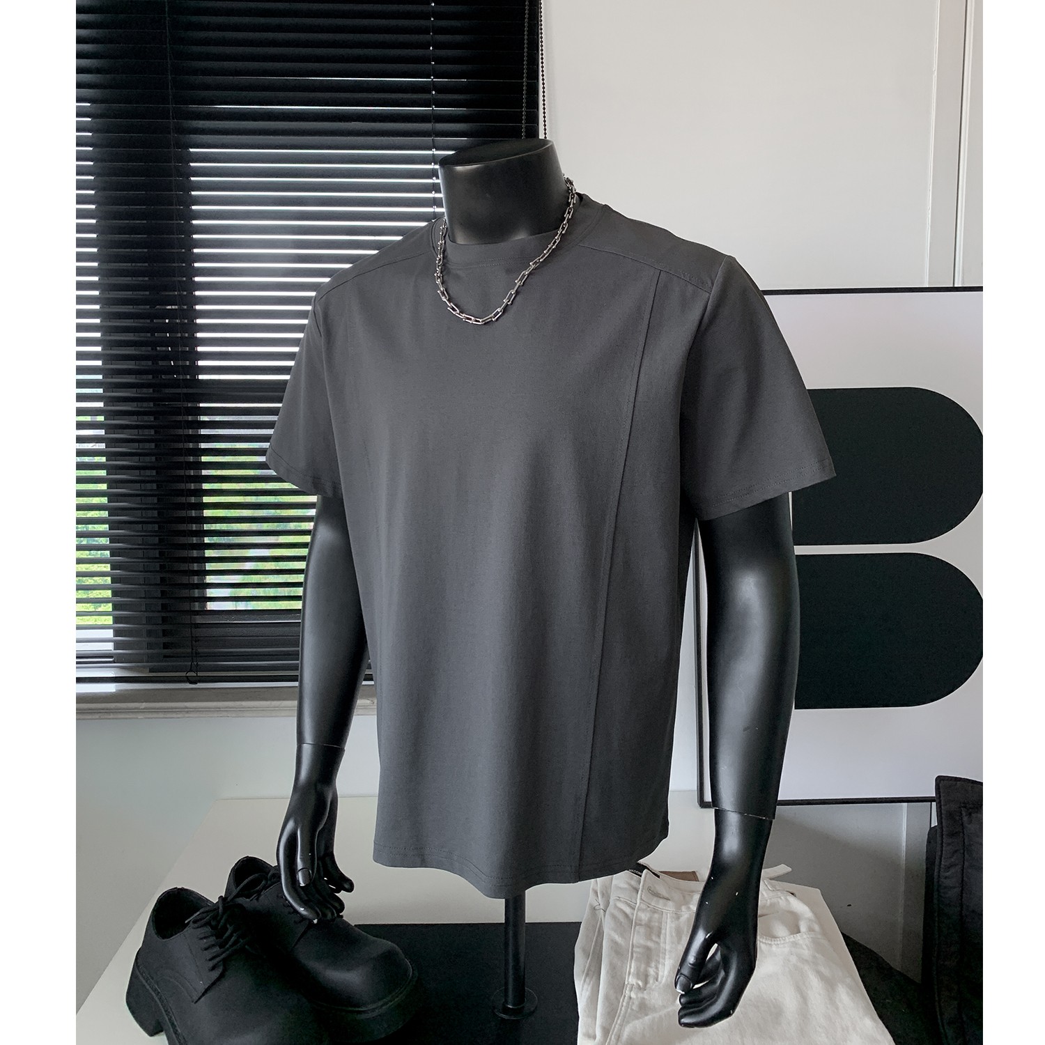 York Zoom夏季新款解构透气运动速干短袖T恤半袖简约拼接纯色圆领