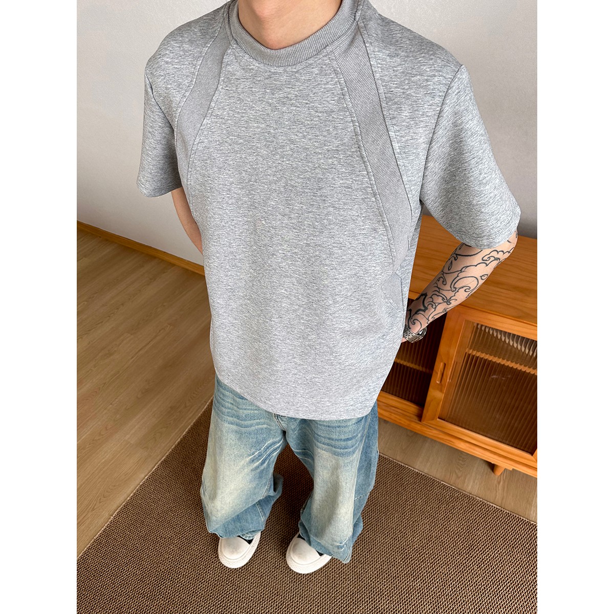 York Zoom夏季新款曼巴棉空气层解构圆领短袖T恤cleanfit短宽板型