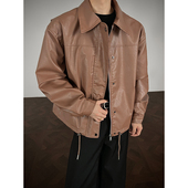 宽松潮流夹克外套工装 YORKZOOM美式 复古立领皮衣男长款 pu休闲