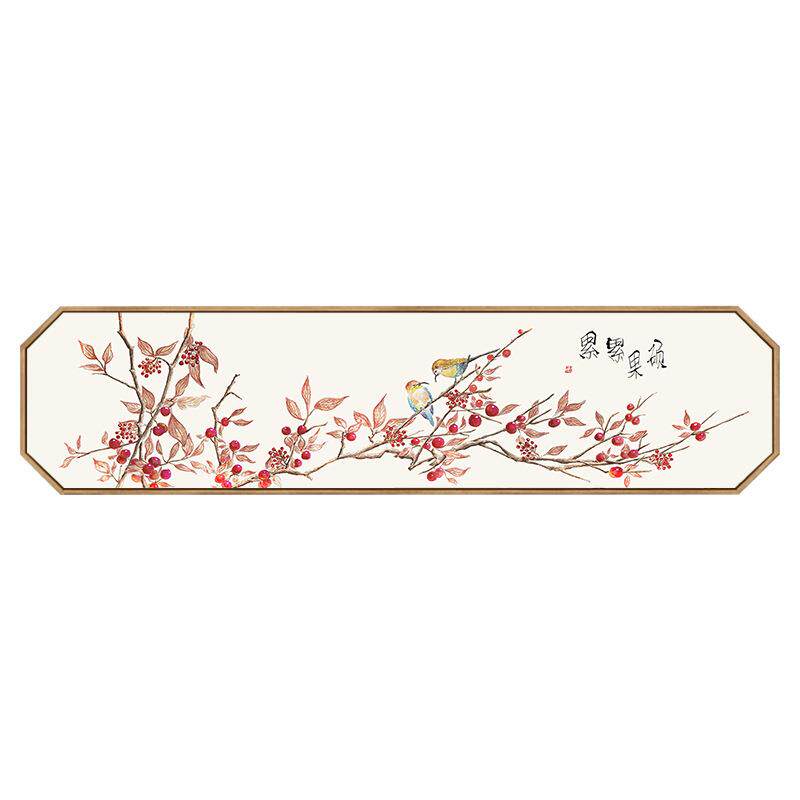 满枝新中式客厅背景墙装饰画原木风竹子墙画卧室床头横幅挂画