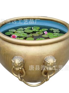 仿古铜雕鱼缸做旧聚财铜缸花盆福字铜缸青铜大缸定制