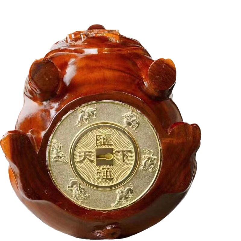 花梨木福在眼前木质福猪储蓄罐儿童只进不出存钱罐客厅实木雕摆件