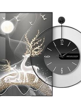 外贸客厅时钟挂画时尚大气餐厅装饰画钟表饭厅挂件墙上装饰品