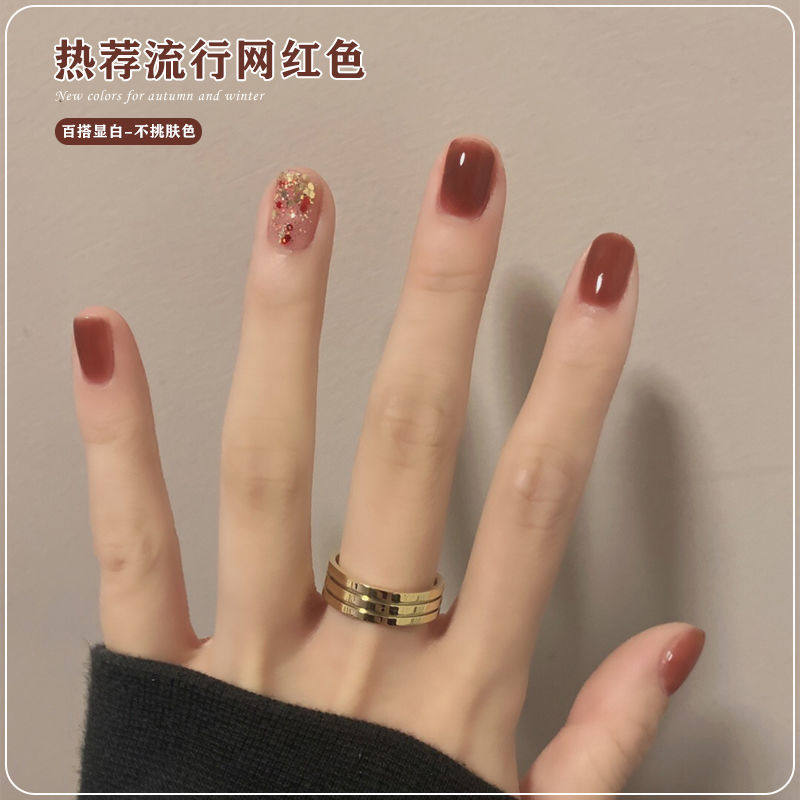 秋冬网红款酒红色光疗甲油胶2020年新款流行色冰透琥珀美甲店专用