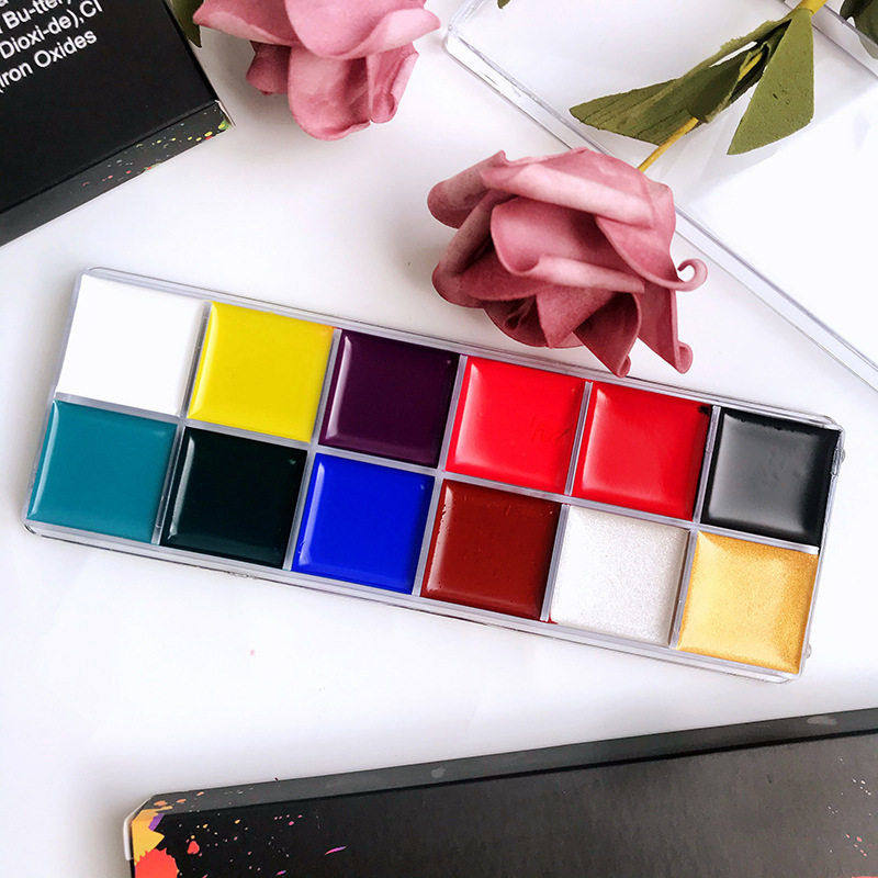 贝露妮12色油彩万圣节人体彩绘舞台妆儿童油彩脸部彩绘水彩妆盘