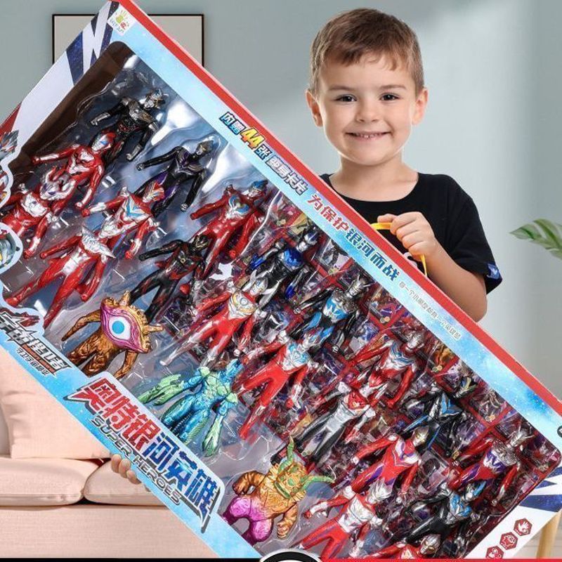 大礼盒英雄玩具人偶套装全套组合迪迦赛罗超人送礼男孩生日礼物