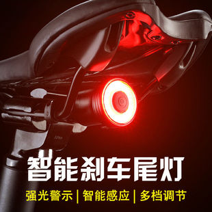 神鱼智能感应刹车尾灯公路山地自行车夜间骑行亮防水警示安全灯
