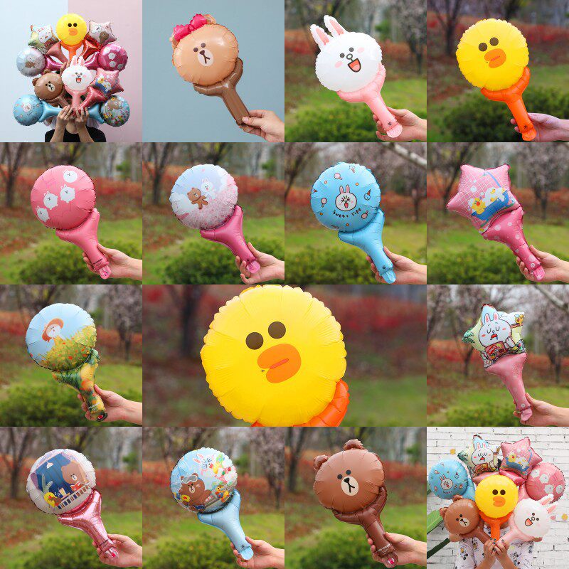 地推小礼品儿童卡通铝膜手持棒气球学校装饰摆摊汽球商场店铺活动