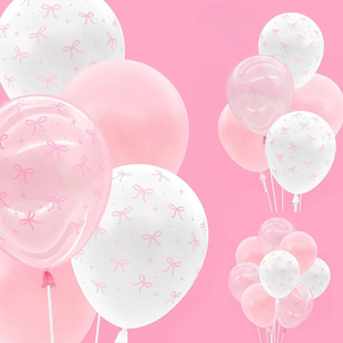 12寸蝴蝶结印花乳胶气球ins风生日派对场景布置婚礼装饰写真拍照