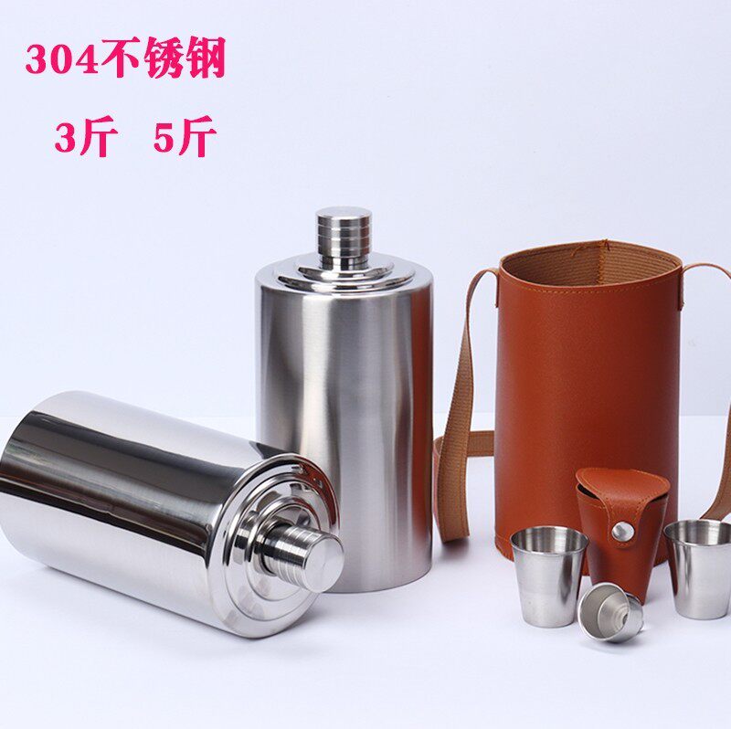 新款加厚酒壶304不锈钢随身空白酒瓶子3斤5斤装户外便携酒具