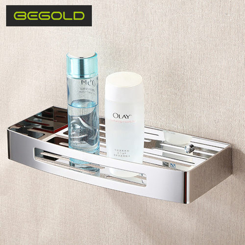 卫浴置物架 浴室长方形单层304不锈钢壁挂式角篮置物篮挂件