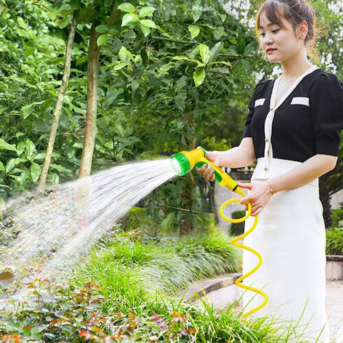 8功能浇花水枪弹簧伸缩水管家用洗车自来水喷头软管洒水冲车