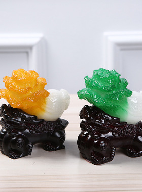 创意家居招财貔貅树脂工艺品 玄关摆件客厅办公室玉白菜摆饰