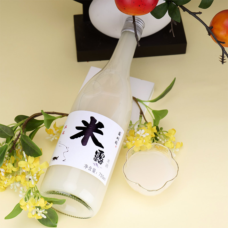 苏州桥米酒桂花米露水蜜桃荔枝樱花甜酒酿茉莉米酿鲜榨米酒瓶装