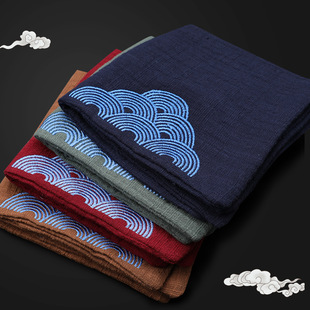 棉麻茶巾古风加厚吸水茶台抹布茶具清洁棉麻刺绣茶巾定制logo