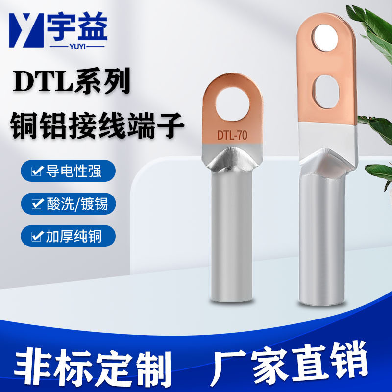 国标双孔铜铝鼻铜铝接线鼻子DTLS-120双眼铜铝过渡接头线耳铝