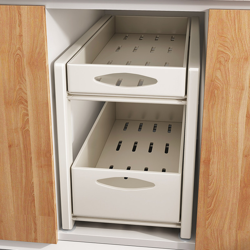 帅仕厨房下水槽置物架碗盘拉篮水池下多层抽拉式收纳架橱柜