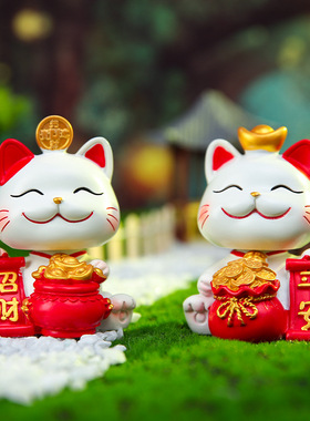 创意摇头猫车载装饰手办树脂工艺家居办公桌开业送人礼品摆件