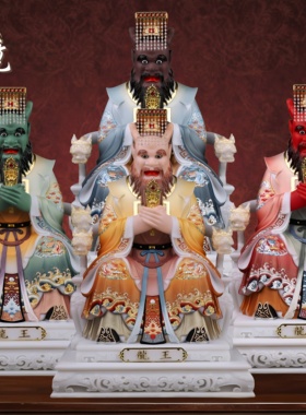 汉白玉彩绘四海龙王客厅摆件
