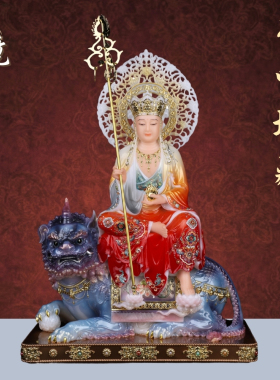汉白玉地藏王佛像坐骑谛听供奉