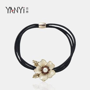 言意优雅复古浮花梦影扎马尾皮筋高弹力发绳女成人高级感发饰新款