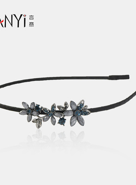 言意典雅碎花细发箍女款头箍发卡新款高级感轻奢头饰发饰饰品