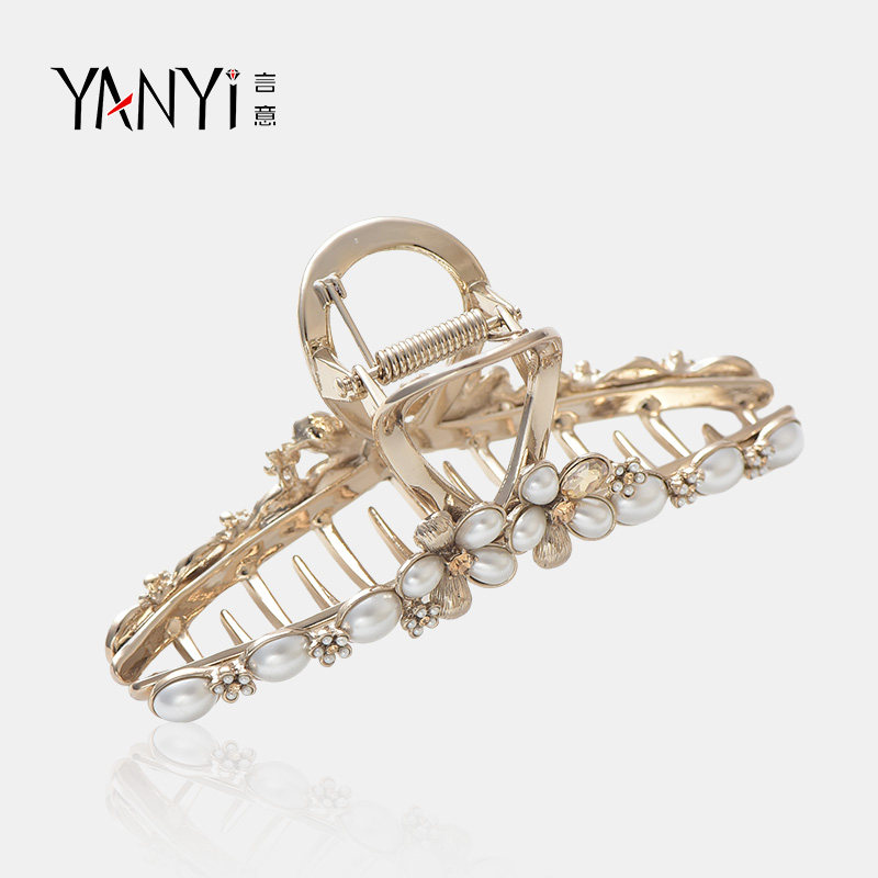 高级感妈妈发夹头饰大号抓夹轻奢巴洛克复古鲨鱼夹发抓子优雅发饰