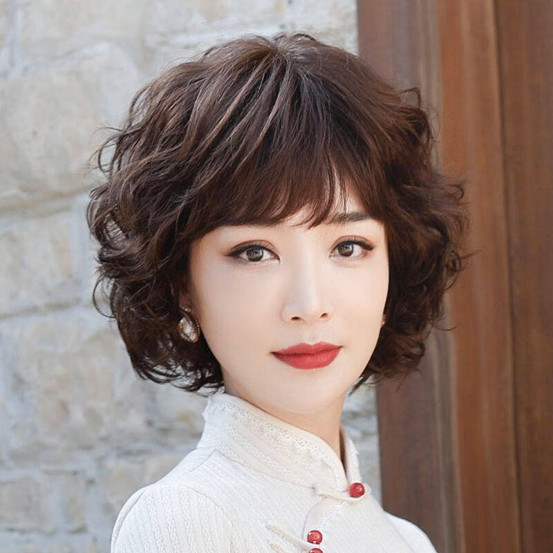 黛丝妃假发短发女假发真发全真人发短卷发光头假发女士中老年妈妈高性价比高么？