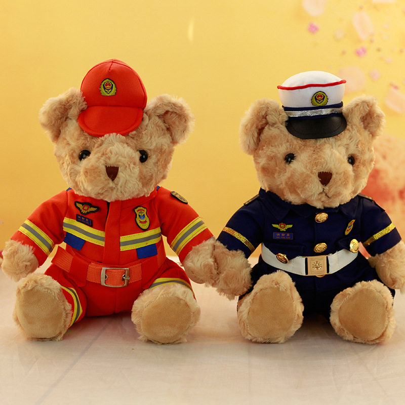新款常服消防小熊毛绒公仔灭火服毛绒/玩偶/公仔/布