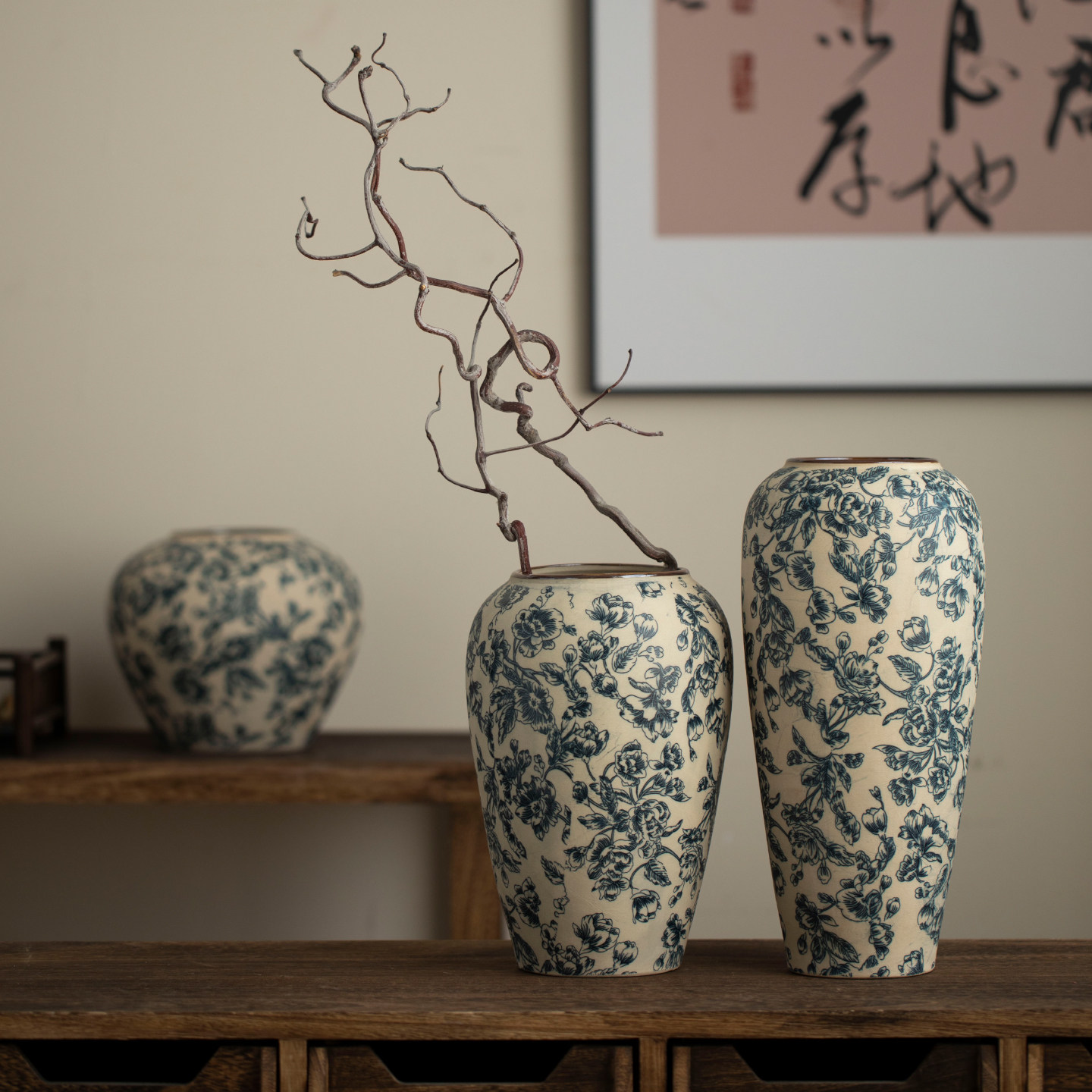 景德镇新中式陶瓷花瓶贴花牡丹花器高级轻奢陶罐酒店民宿装饰品,家居饰品,花瓶,淘宝优惠券,粉丝福利购,淘宝优惠卷