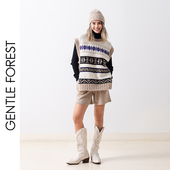 彝 Gentle Forest 马海毛彝纹样H型圆领坦克背心