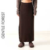 Gentle 针织半身裙 牦牛绒H型开叉长款 Forest 不染