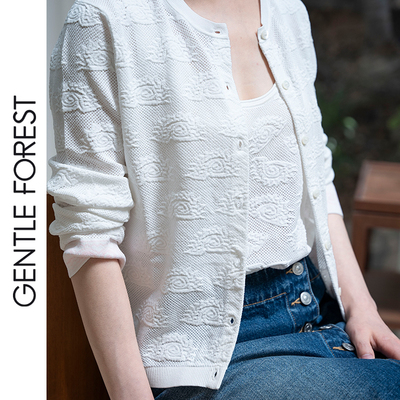 Gentle Forest【彝】伊力特火镰纹提花圆领镂空针织开衫&背心