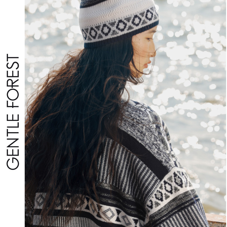 Gentle Forest【白】白族艺术纹样提花羊毛针织帽