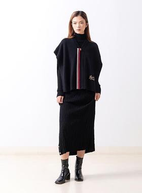 Gentle Forest【彝】艺术叠穿撞色条纹针织短斗篷