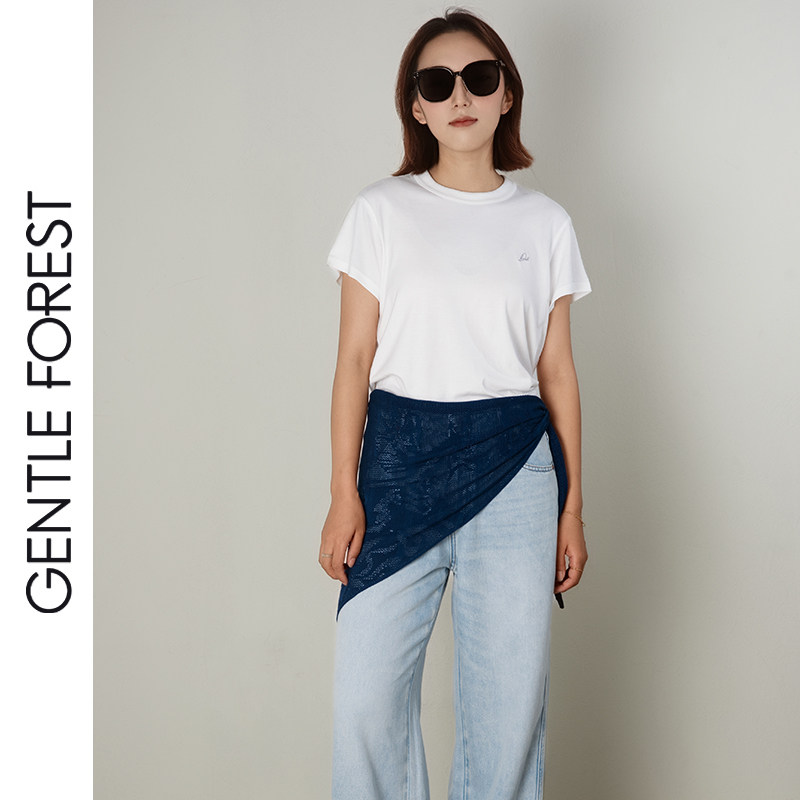 Gentle Forest【白】甲马图腾提花扎染针织百变三角巾