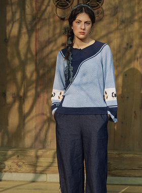 Gentle Forest【彝】非遗联名新民族手工彝绣斜襟七分袖短款开衫