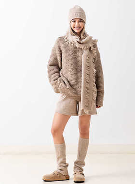 Gentle Forest【不染】牦牛绒扳针提花圆领长袖套头毛衣