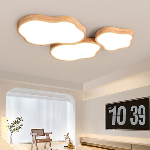 普瑞全光谱LED吸顶灯北欧原木客厅餐厅卧室书房现代简约实木灯具