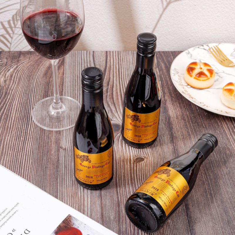 14度窖藏法国原装进口18年份金标小瓶老爷车24瓶整箱礼盒装红酒