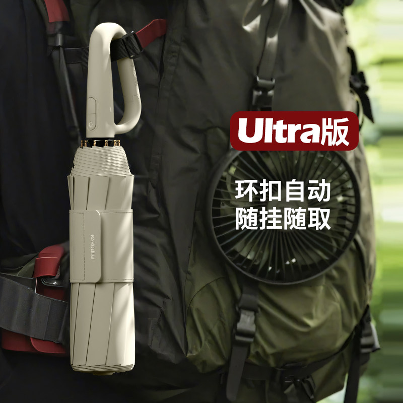 德国环扣折叠黑胶晴雨两用伞