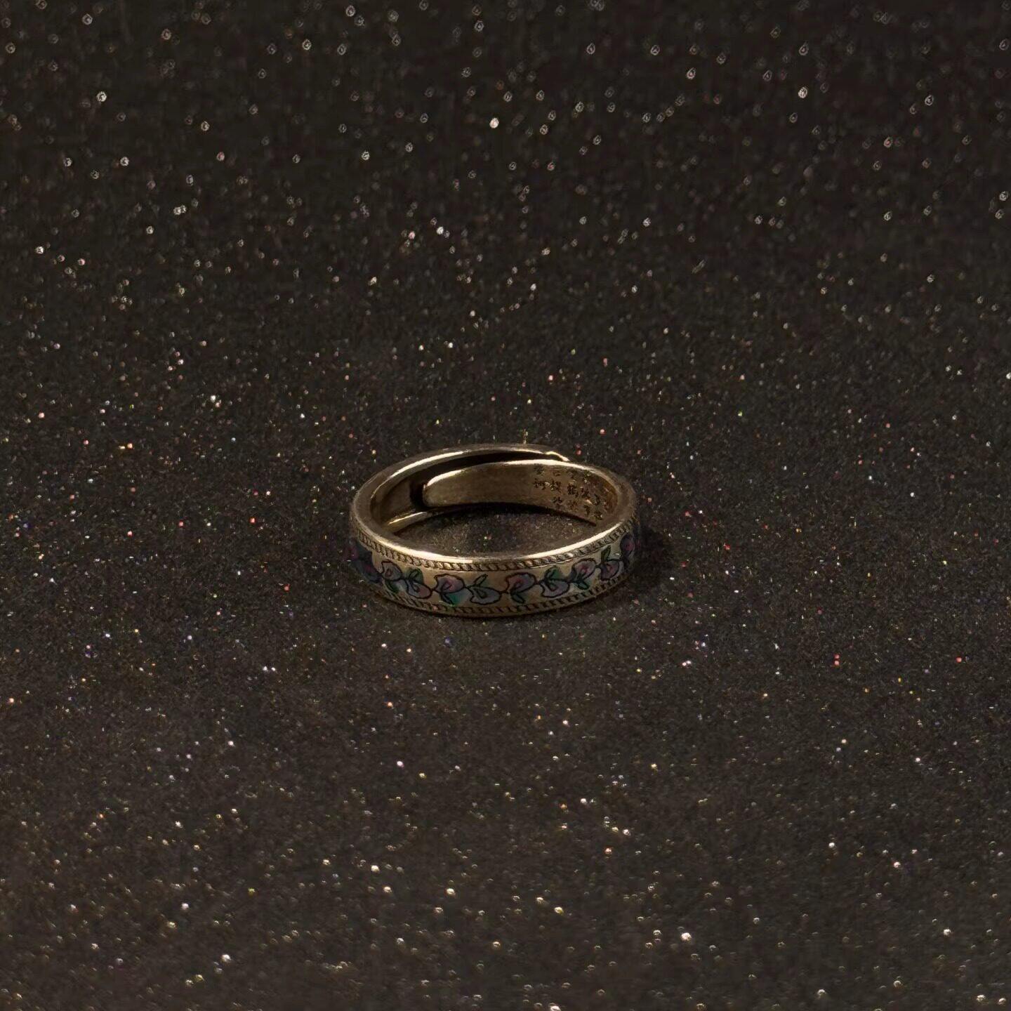 复古民族风珐琅花朵戒指女小众设计食指戒轻奢高级感时尚个性指环