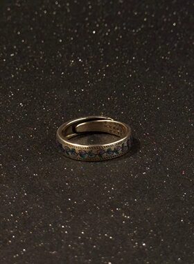 复古民族风珐琅花朵戒指小众设计