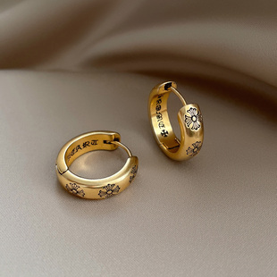 复古做旧冷淡炫酷风素圈耳环2025新款 高级感小众设计独特耳扣 爆款