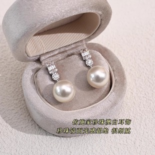 S925银珍珠耳环高级感轻奢小众气质耳钉2025新款 耳夹女无耳洞 爆款
