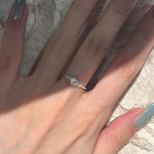 S925纯银超闪圆形锆石戒指女轻奢高级感精致清冷感食指戒小众设计