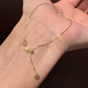 日常百搭极细金色蛇骨链手链女生轻奢小众精致高级感手饰2025新款