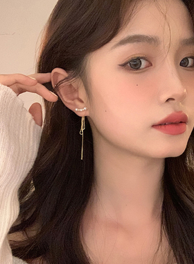 S925纯银珍珠流苏耳环女2025新款爆款轻奢小众设计感气质百搭耳饰