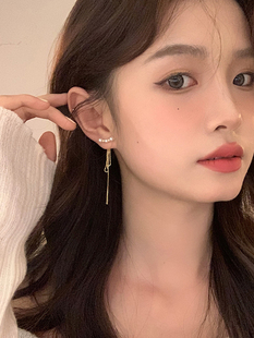 S925纯银珍珠流苏耳环女2025新款 轻奢小众设计感气质百搭耳饰 爆款